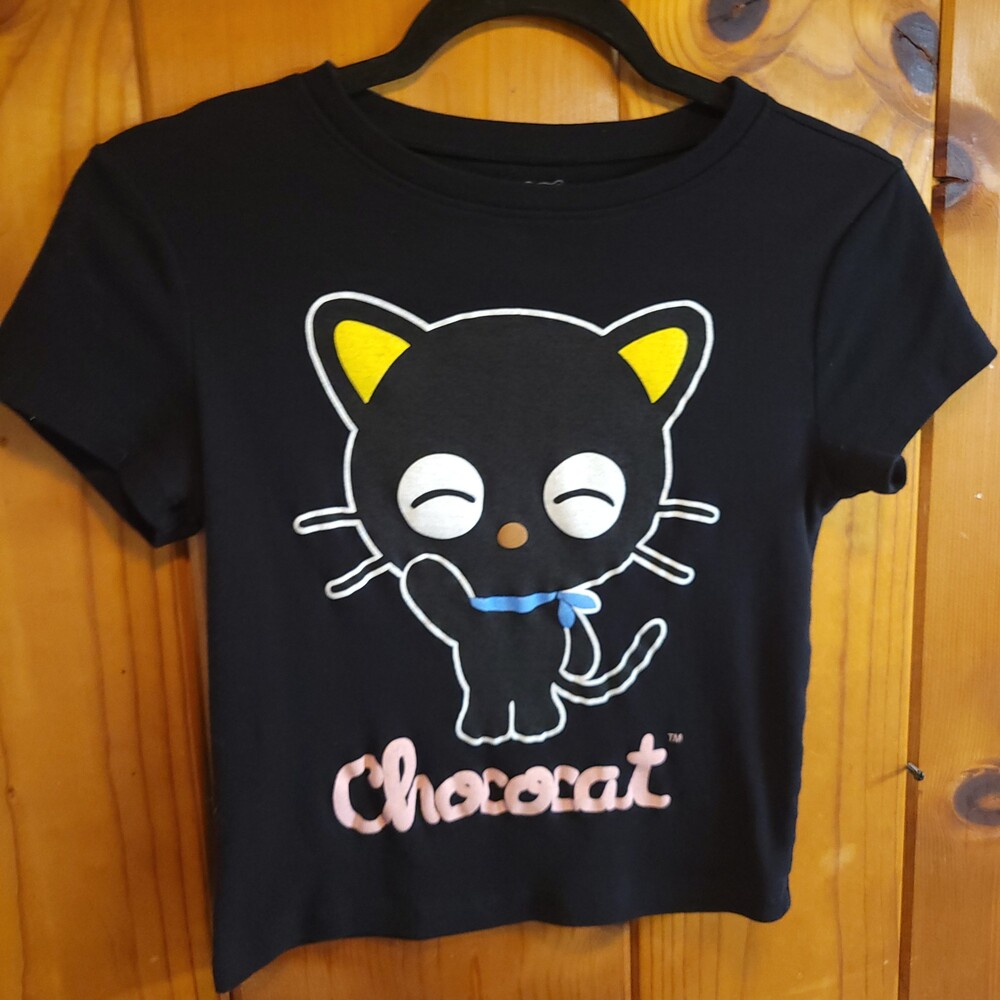 Chococat Black Small Cotton Short Sleeve T-Shirt
